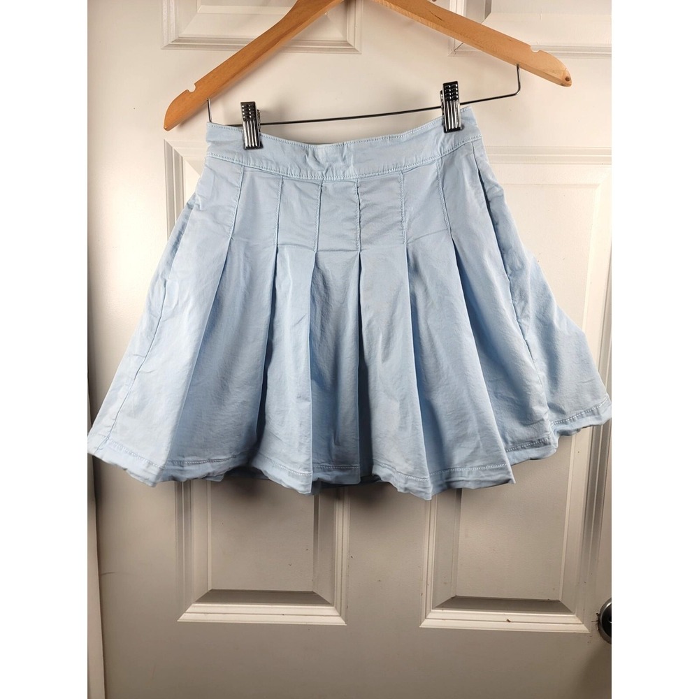 American Eagle Light Blue Pleated Skirt Back Zipper Closure Size 0